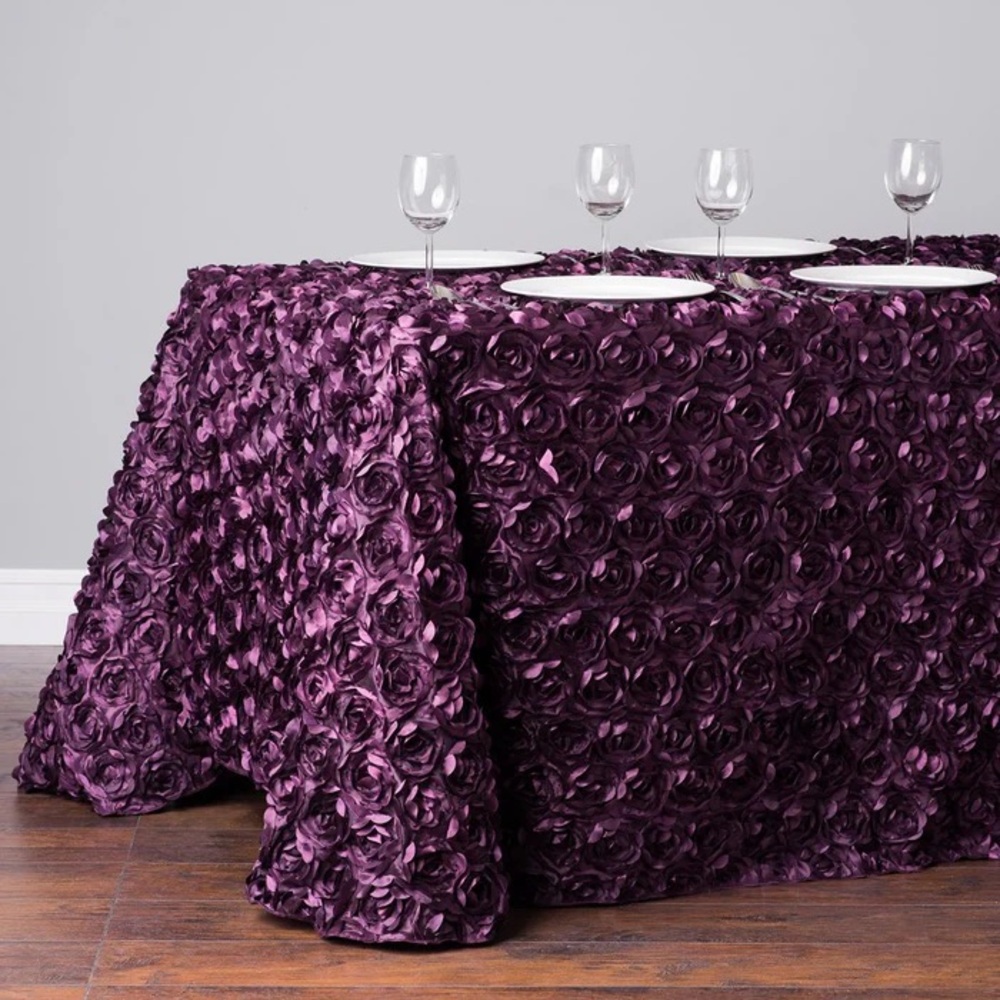Rectangular Rosette Satin Tablecloth